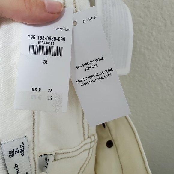 NWT Abercrombie & Fitch 90s straight ultra high rise curve love cream - Picture 13 of 13